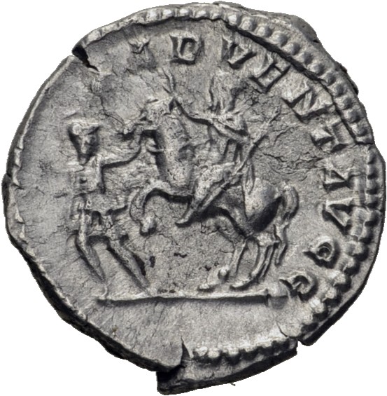 RIC IV Septimius Severus 248 Septimius Severus reverse, Septimius Severus, in military attire, on horse prancing left, rai...