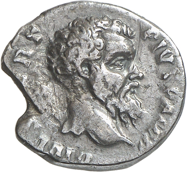 RIC IV Septimius Severus 24A (denarius) Septimius Severus obverse, Head of Pertinax, bare, right