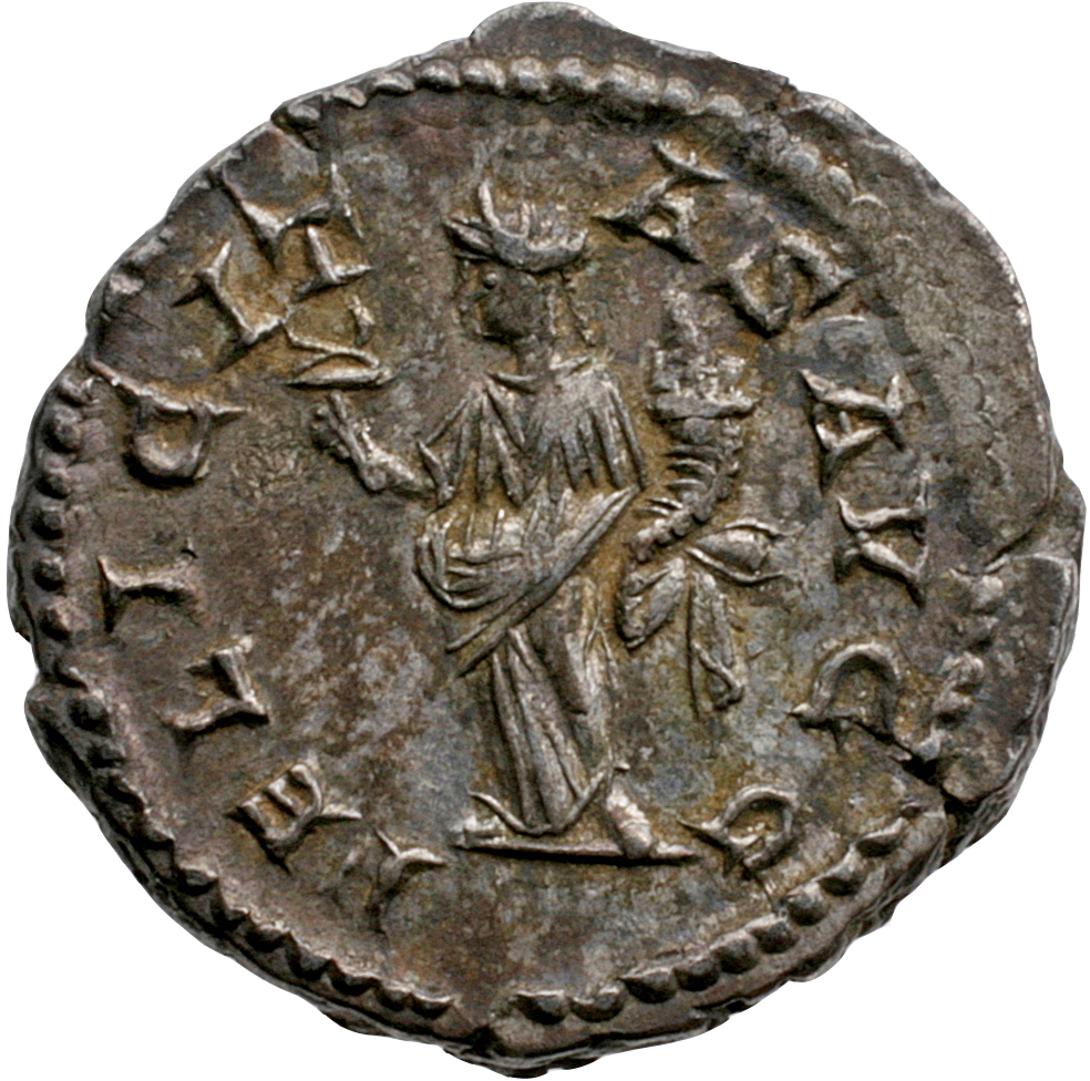 RIC IV Septimius Severus 261 Septimius Severus reverse, Felicitas, draped, standing left, holding caduceus in right hand a...
