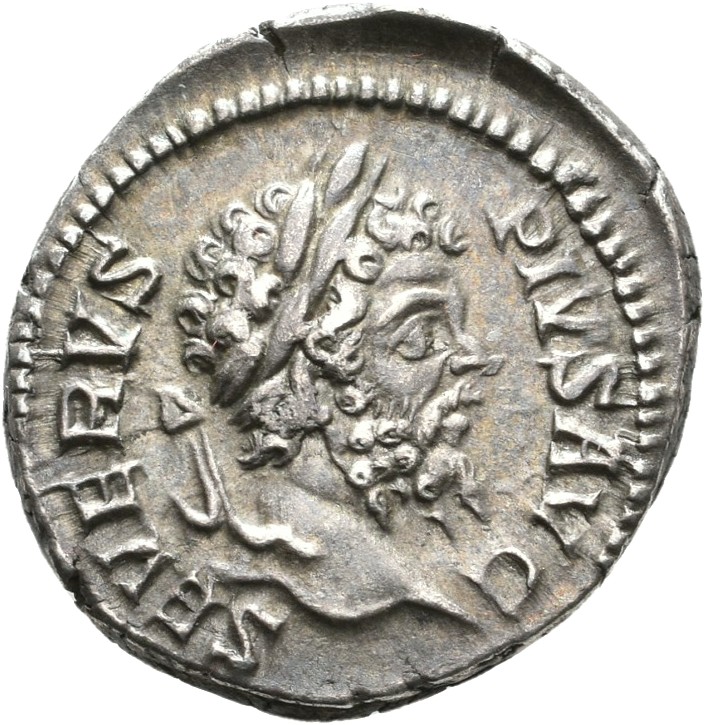RIC IV Septimius Severus 266 (denarius) Septimius Severus obverse, Head of Septimius Severus, laureate, right