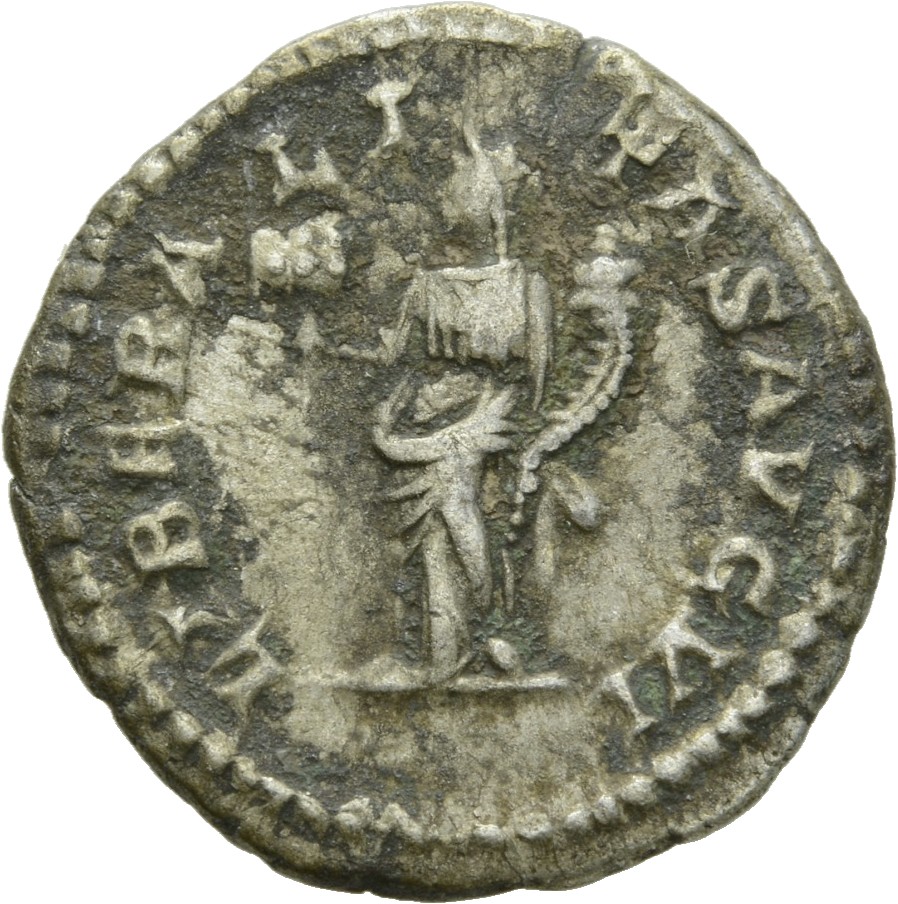 RIC IV Septimius Severus 278A (denarius) Septimius Severus reverse, Liberalitas, draped, standing left, holding abacus in ...