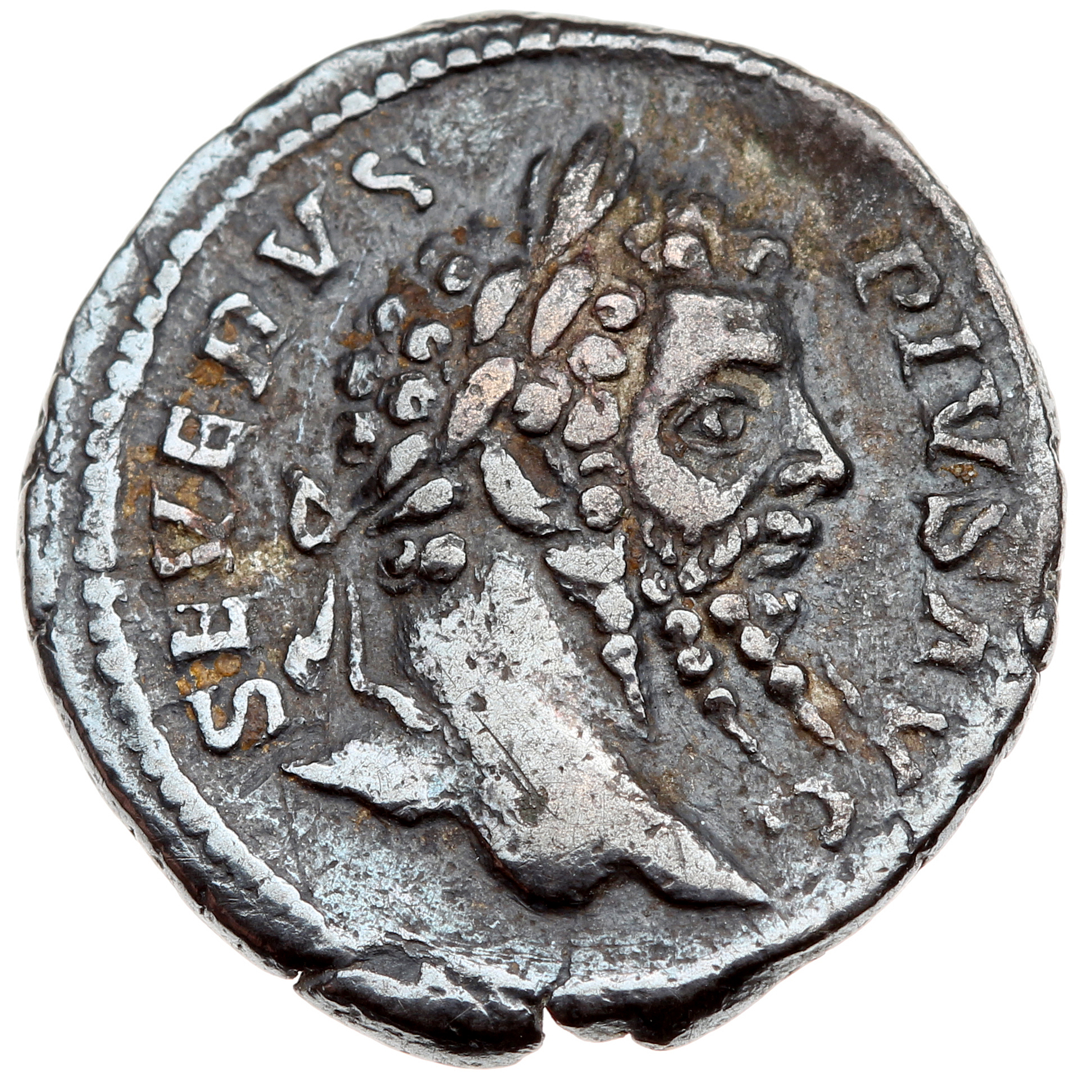 RIC IV Septimius Severus 288 (denarius) Septimius Severus obverse, Head of Septimius Severus, laureate, right