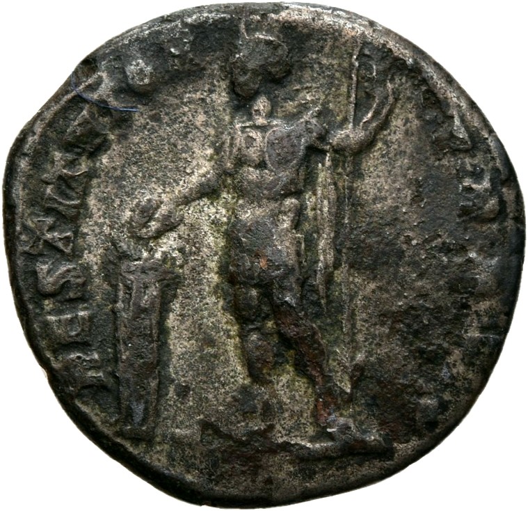 RIC IV Septimius Severus 289 (denarius) Septimius Severus reverse, Septimius Severus, veiled, togate, standing left, sacri...