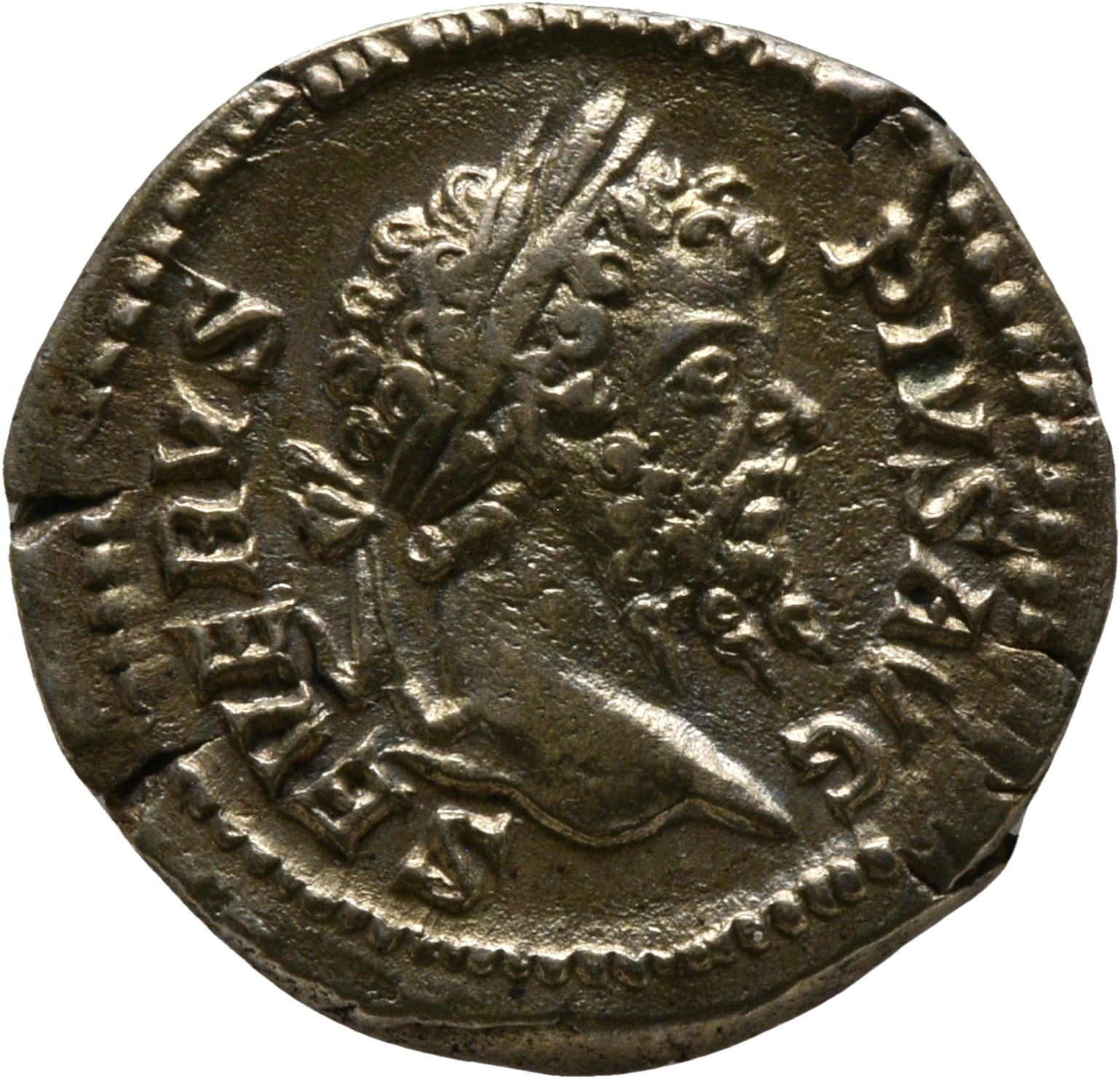RIC IV Septimius Severus 295 (denarius) Septimius Severus obverse, Head of Septimius Severus, laureate, right