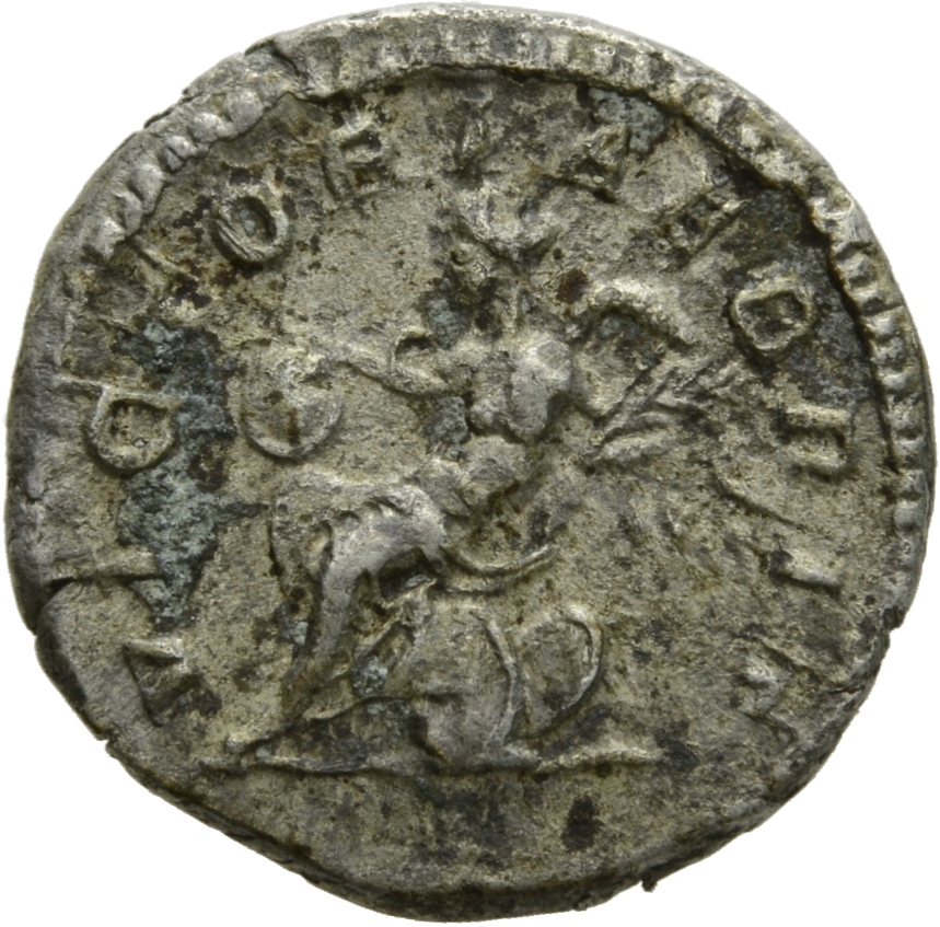 RIC IV Septimius Severus 335 Septimius Severus reverse, Victory, winged, draped, seated left, holding stylus in right hand...