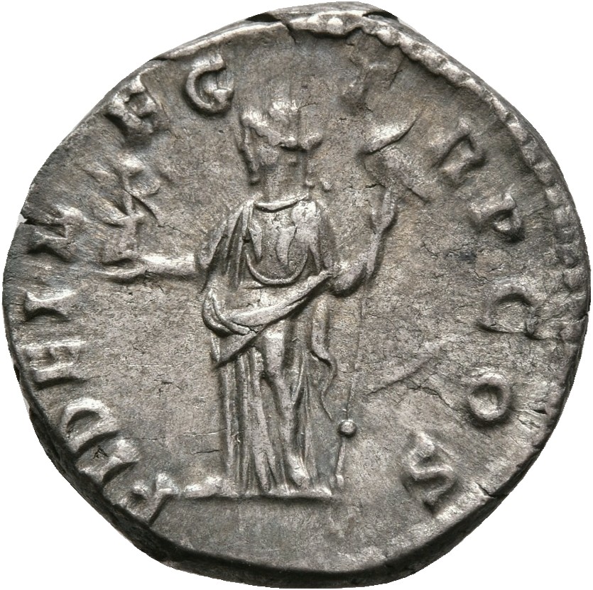 RIC IV Septimius Severus 349 Septimius Severus reverse, Fides, draped, standing left, holding Victory in extended right ha...
