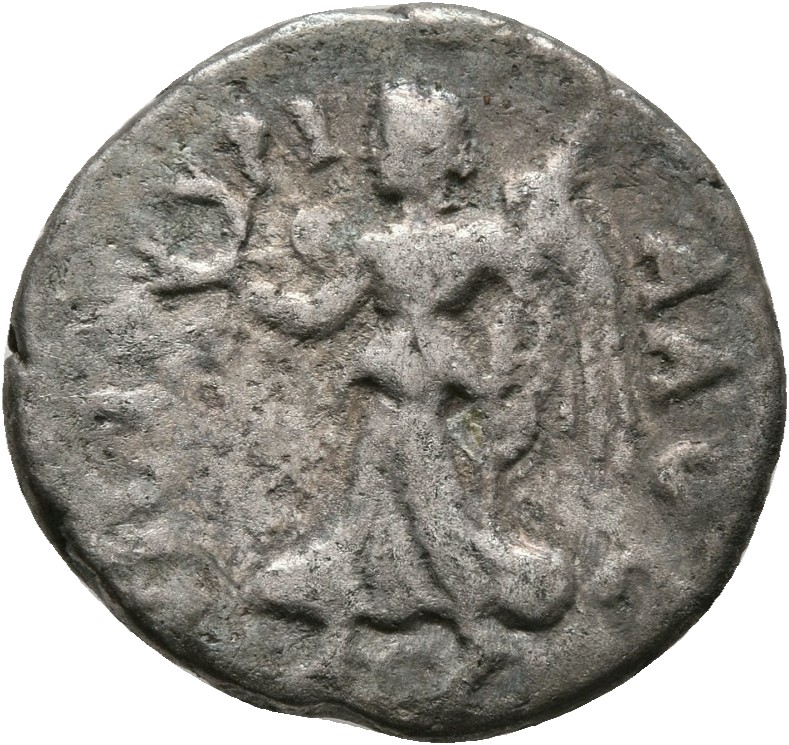 RIC IV Septimius Severus 350H Septimius Severus reverse, Victory, winged, draped, advancing left, holding wreath in extend...