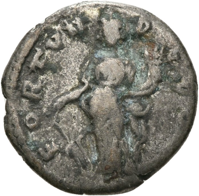 RIC IV Septimius Severus 377 Septimius Severus reverse — Fortuna, draped, standing left, holding rudder set on globe in ri...