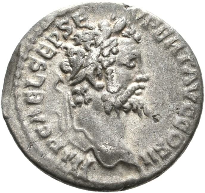 RIC IV Septimius Severus 411A Septimius Severus obverse, Head of Septimius Severus, laureate, right