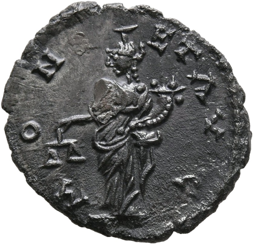 RIC IV Septimius Severus 484A Septimius Severus reverse, Moneta, draped, standing left, holding scales in extended right h...