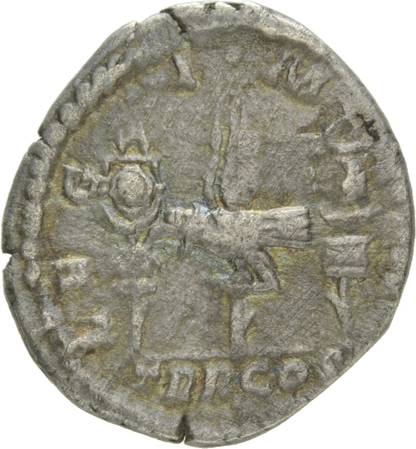 Septimius Severus reverse — Legionary eagle, facing left, between two standards