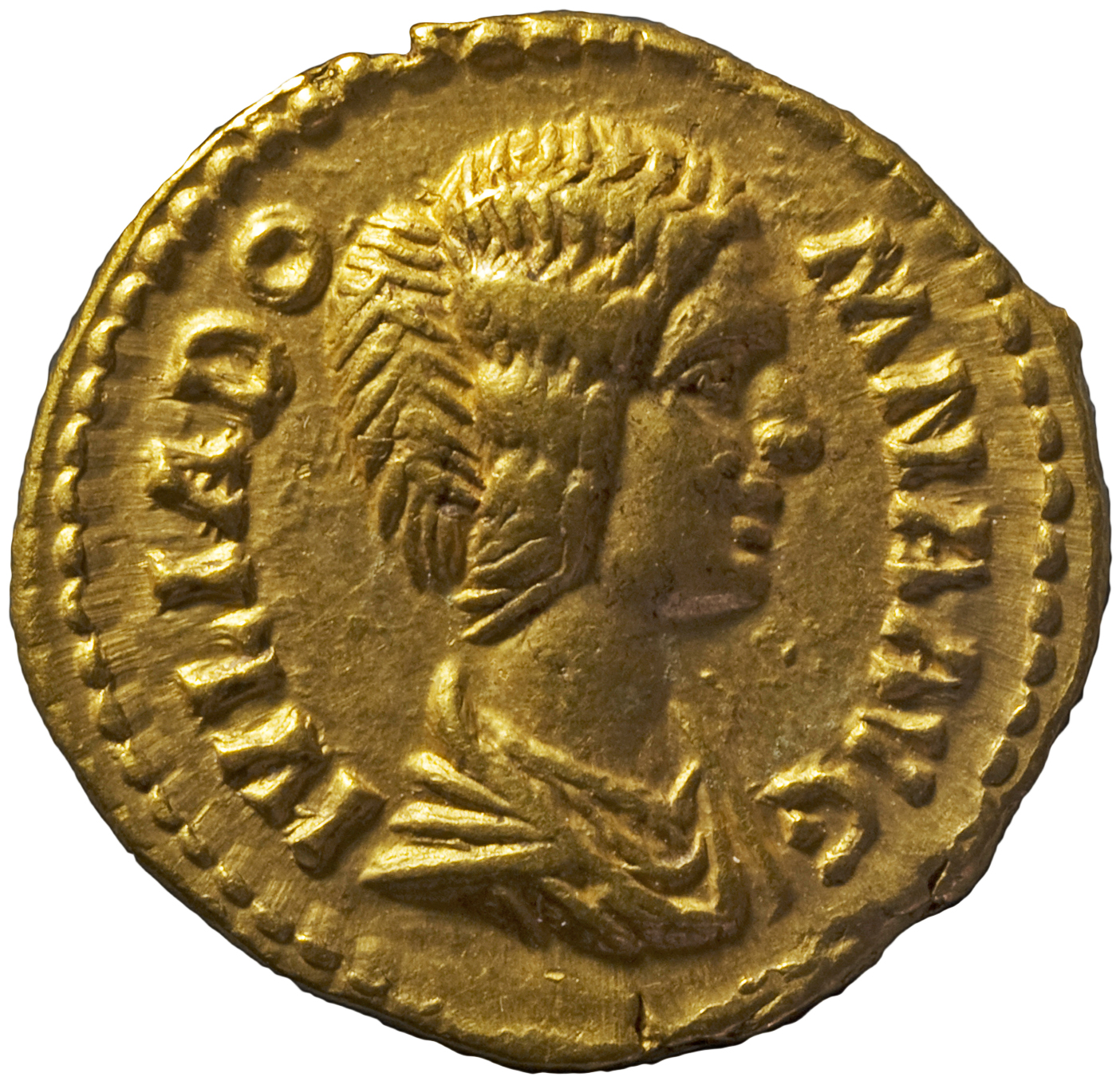 RIC IV Septimius Severus 536 (aureus) Septimius Severus obverse, Bust of Julia Domna, hair waved and coiled at back, drape...