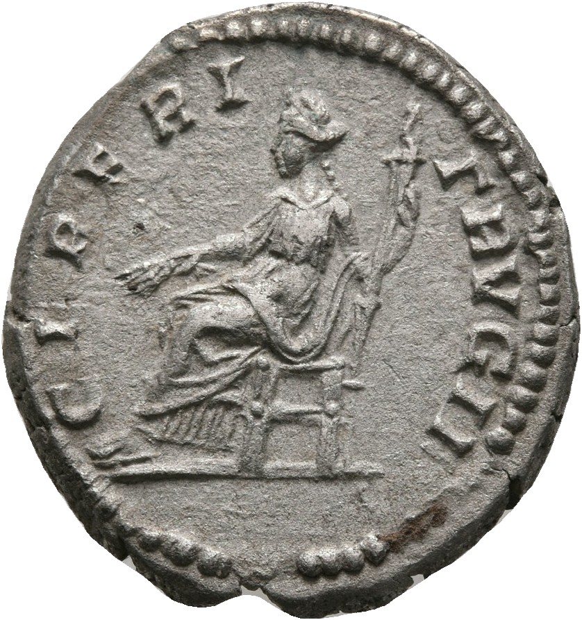 RIC IV Septimius Severus 546 Septimius Severus reverse, Ceres, draped, seated left, holding corn-ears in her right hand an...