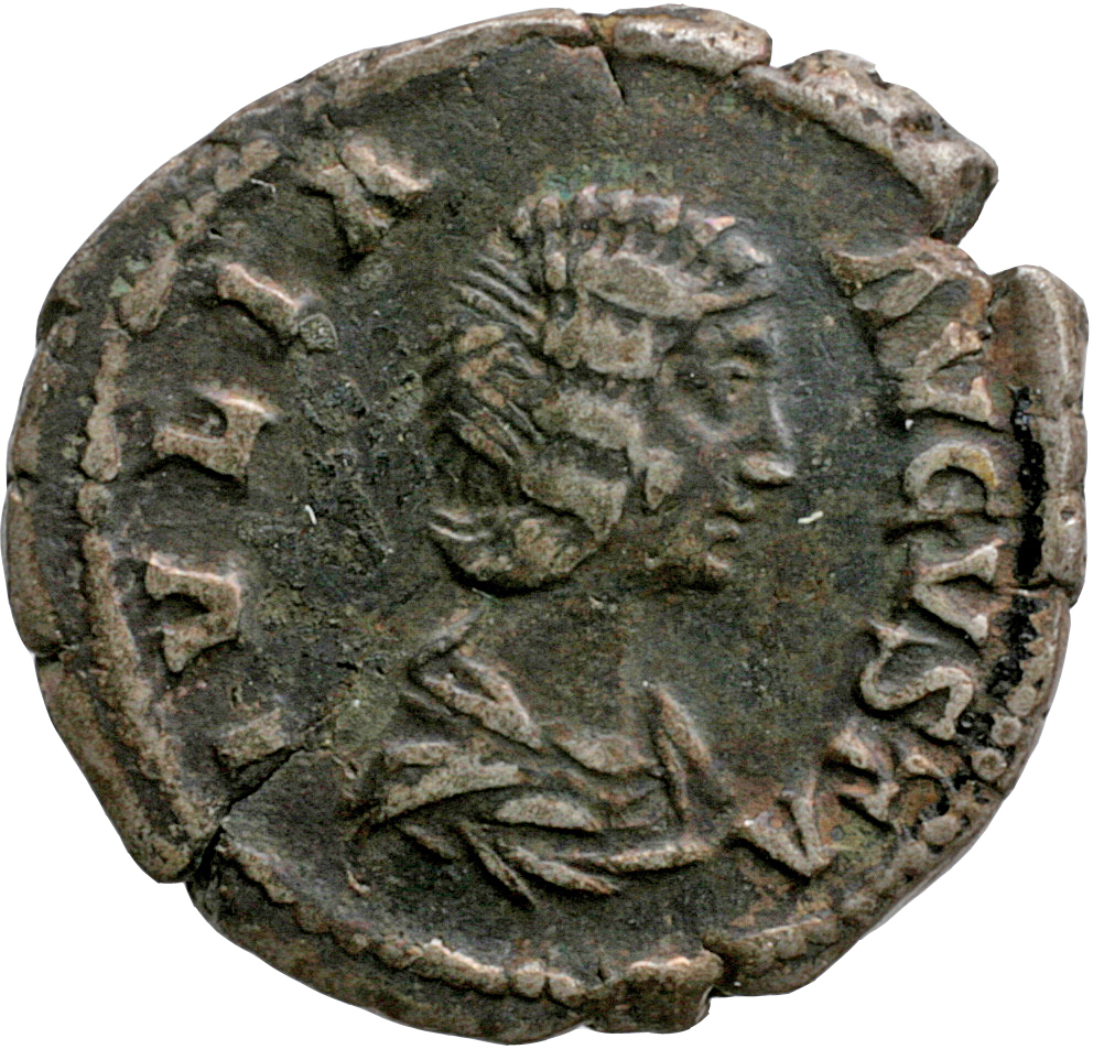 RIC IV Septimius Severus 551 Septimius Severus obverse, Bust of Julia Domna, hair waved and coiled at back, draped, right