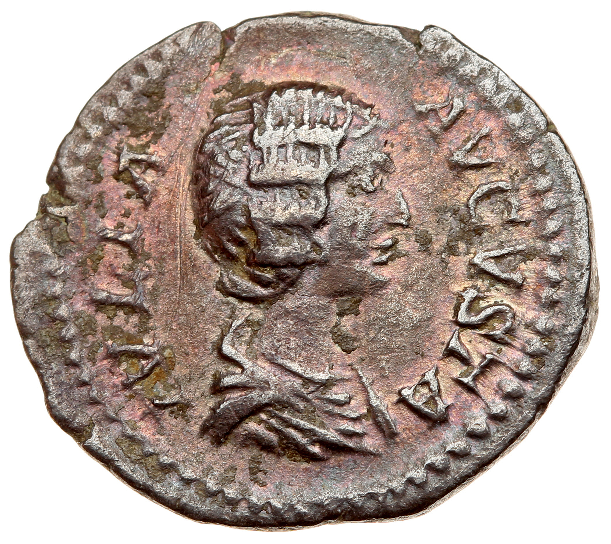 RIC IV Septimius Severus 564 (denarius) Septimius Severus obverse, Bust of Julia Domna, hair waved and coiled at back, dra...