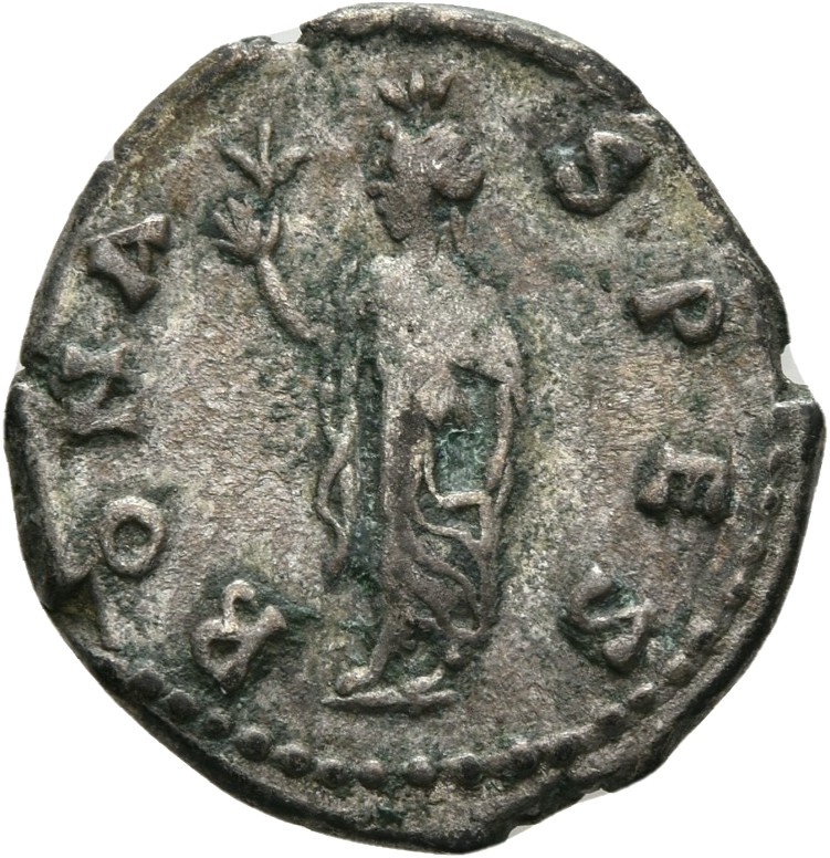 RIC IV Septimius Severus 614 Septimius Severus reverse, Spes, draped, advancing left, holding flower in extended right han...
