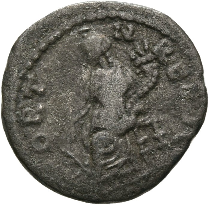 RIC IV Septimius Severus 624 Septimius Severus reverse, Fortuna, draped, seated left on low seat, holding rudder set on gl...