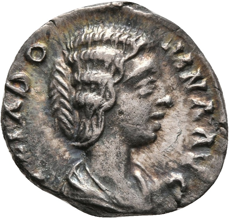 RIC IV Septimius Severus 632 Septimius Severus obverse, Bust of Julia Domna, hair waved and coiled at back, draped, right