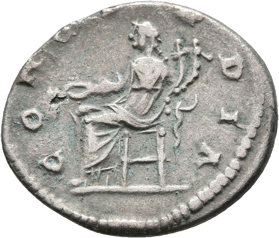 RIC IV Septimius Severus 637 Septimius Severus reverse, Concordia, draped, seated left, holding patera in extended right h...