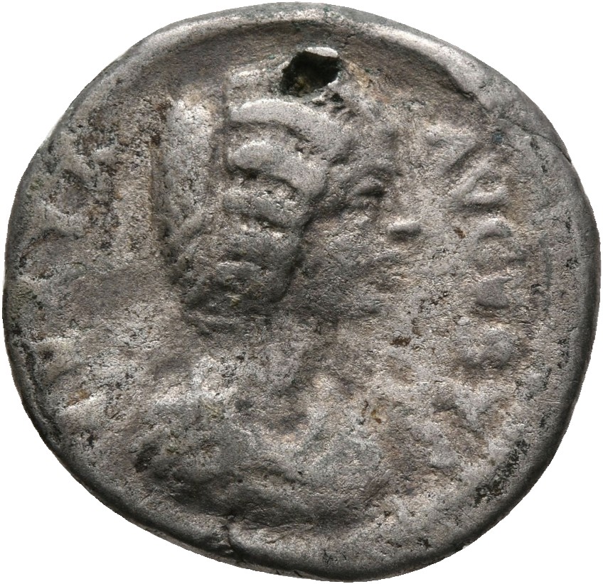 RIC IV Septimius Severus 638 Septimius Severus obverse, Bust of Julia Domna, hair waved and coiled at back, draped, right