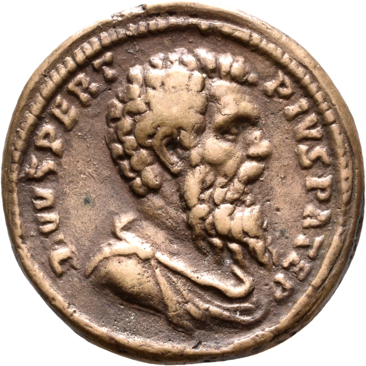 RIC IV Septimius Severus 660BB Septimius Severus obverse, Bust of Pertinax, bare-headed, draped, right