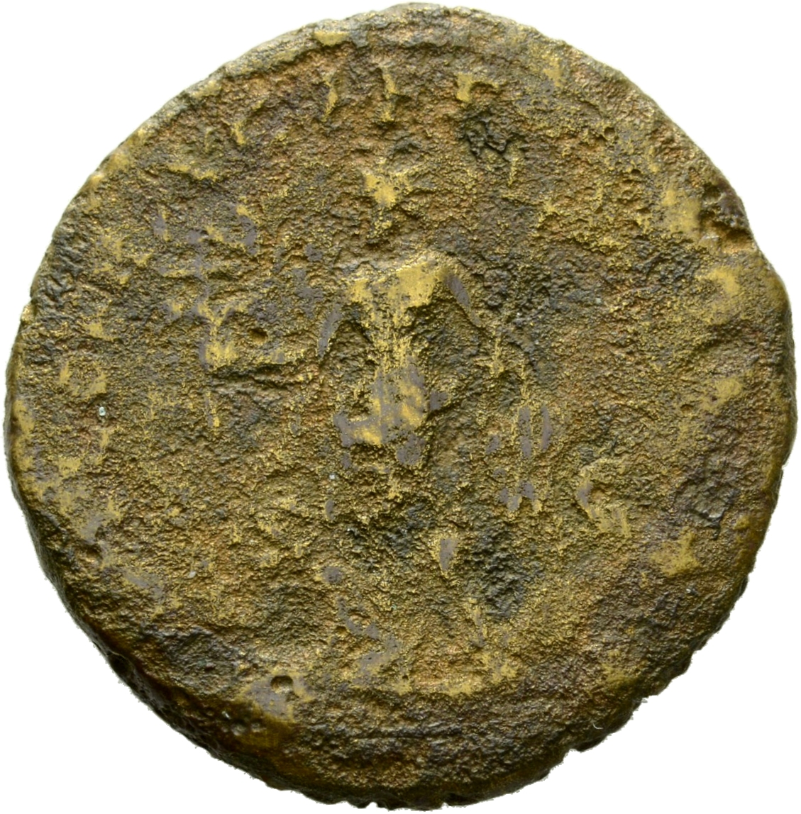 RIC IV Septimius Severus 664 Septimius Severus reverse, Saeculum Frugiferum, radiate, naked to waist, standing left, holdi...