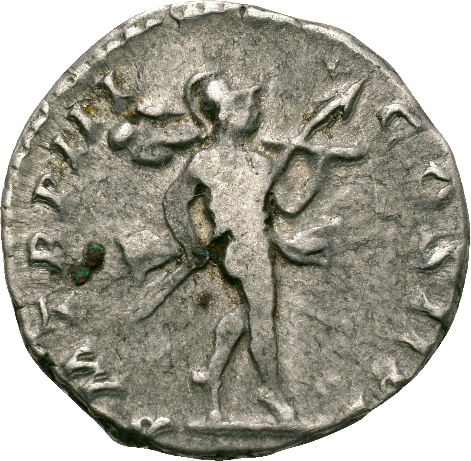 RIC IV Septimius Severus 67 Septimius Severus reverse, Mars, helmeted, naked except for cloak tied round waist, advancing ...