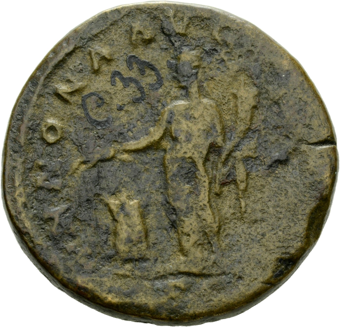 RIC IV Septimius Severus 677a Septimius Severus reverse, Annona, draped, standing left, holding corn-ears in right hand an...