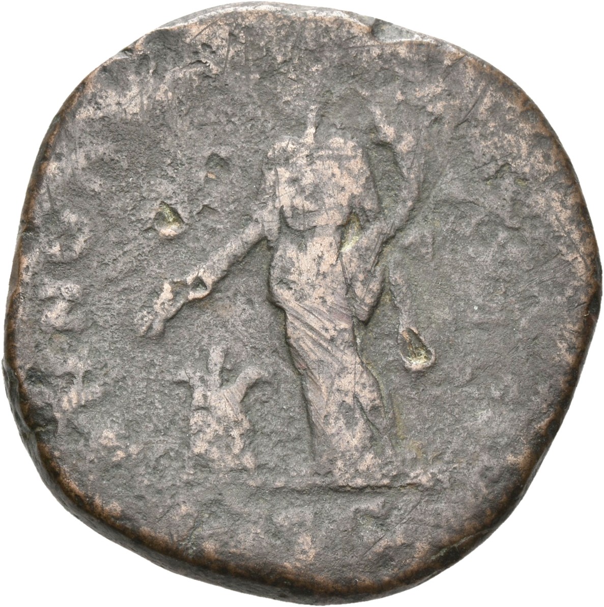 RIC IV Septimius Severus 677c Septimius Severus reverse, Annona, draped, standing left, holding corn-ears in right hand an...
