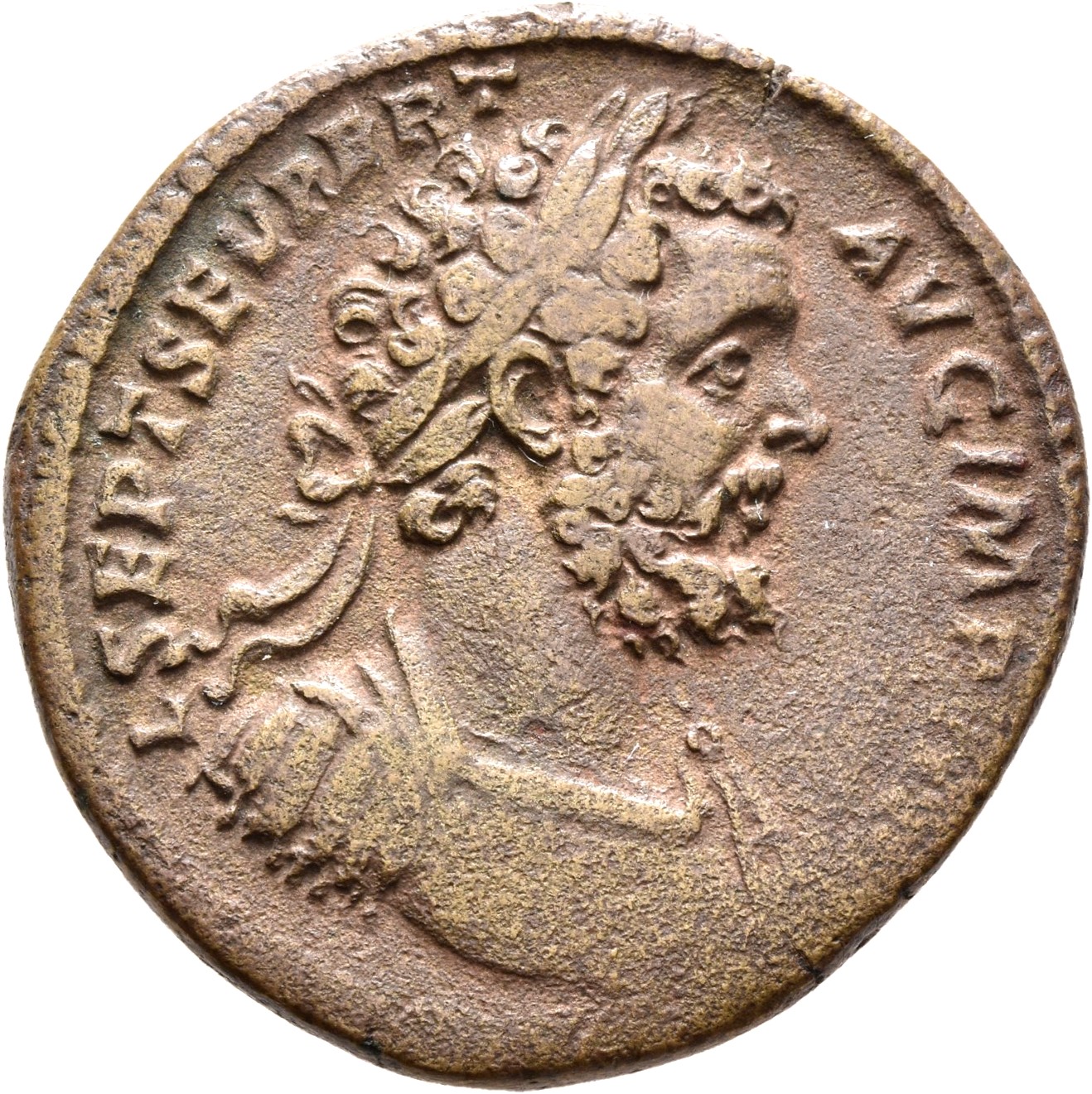 RIC IV Septimius Severus 677d Septimius Severus obverse, Bust of Septimius Severus, laureate, cuirassed, right