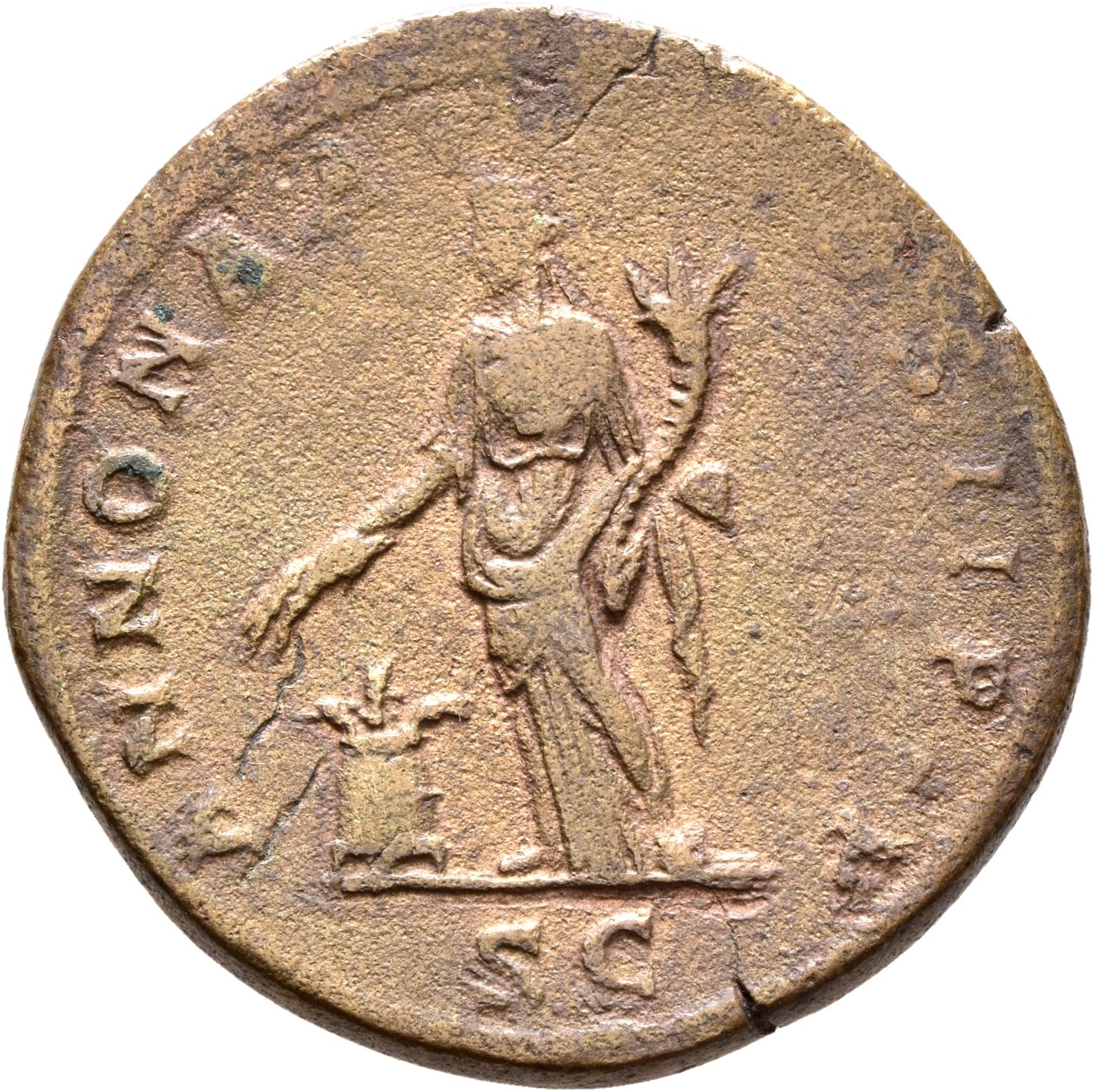 RIC IV Septimius Severus 677d Septimius Severus reverse, Annona, draped, standing left, holding corn-ears in right hand an...