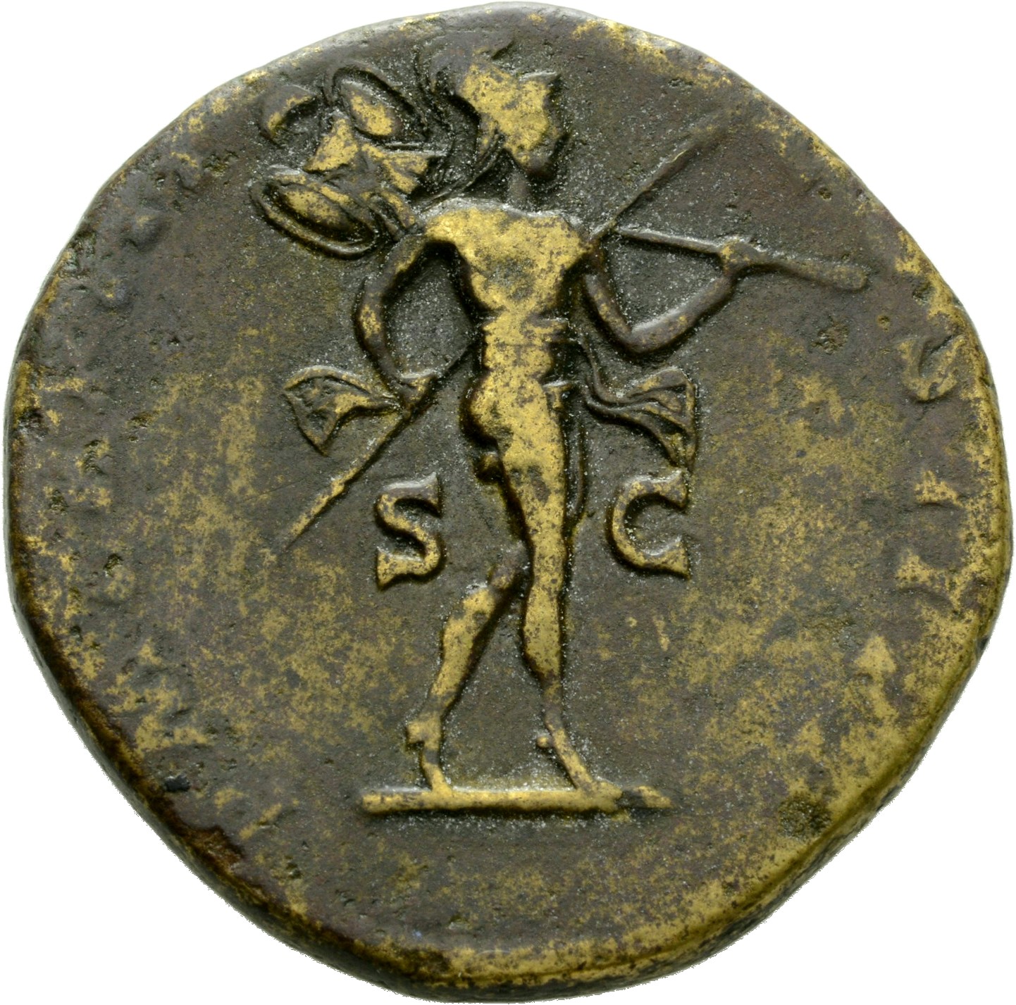 RIC IV Septimius Severus 688a Septimius Severus reverse, Mars, helmeted, naked except for cloak flying behind him, advanci...