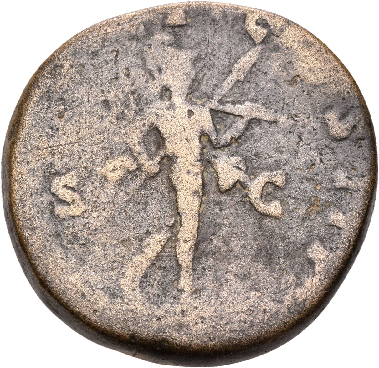 RIC IV Septimius Severus 688a Septimius Severus reverse, Mars, helmeted, naked except for cloak flying behind him, advanci...