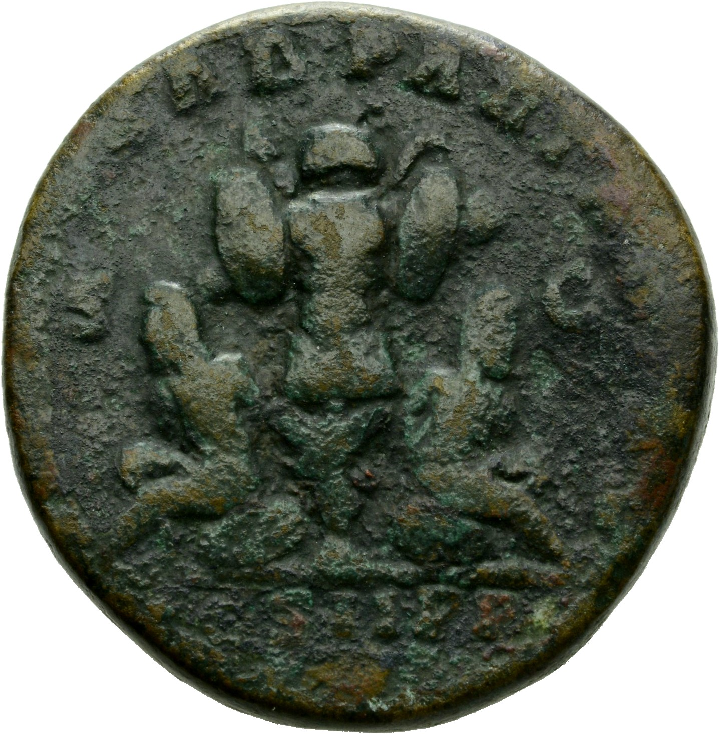 RIC IV Septimius Severus 690B Septimius Severus reverse, Two captives, bound, seated back to back, left and right of centr...