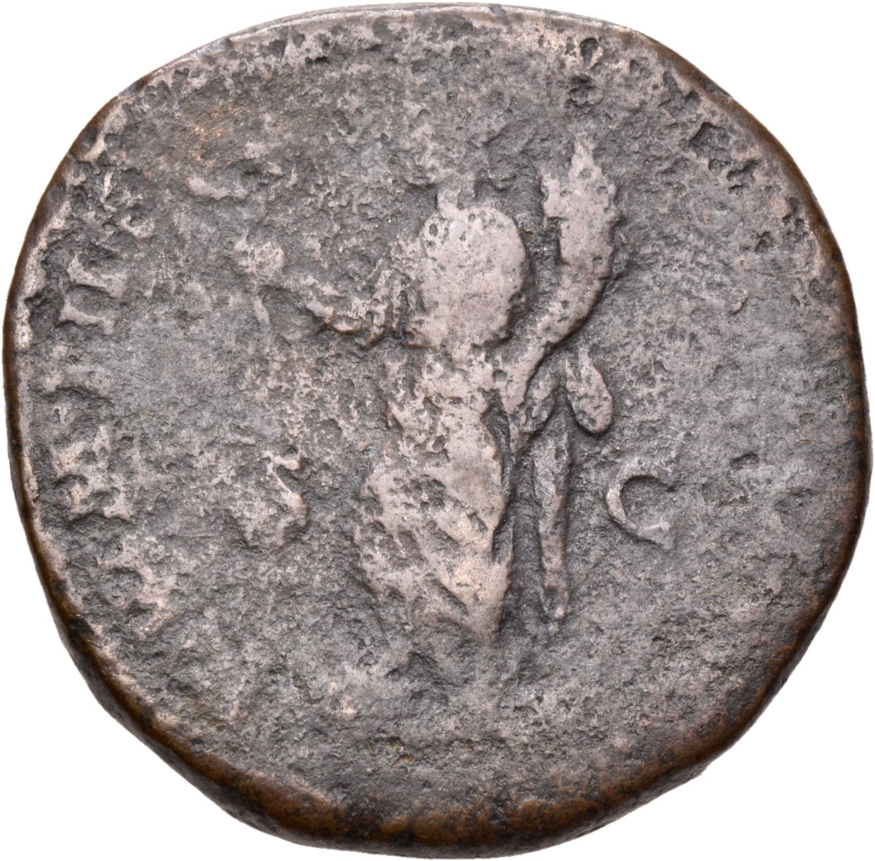 RIC IV Septimius Severus 701a Septimius Severus reverse, Felicitas, draped, standing left, foot on prow, holding caduceus ...