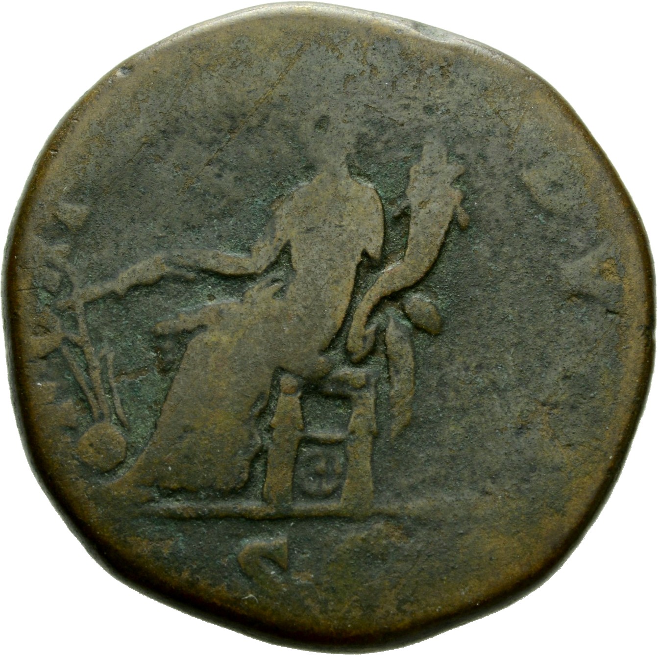 RIC IV Septimius Severus 703B Septimius Severus reverse, Fortuna, draped, seated left on low seat, holding rudder set on g...