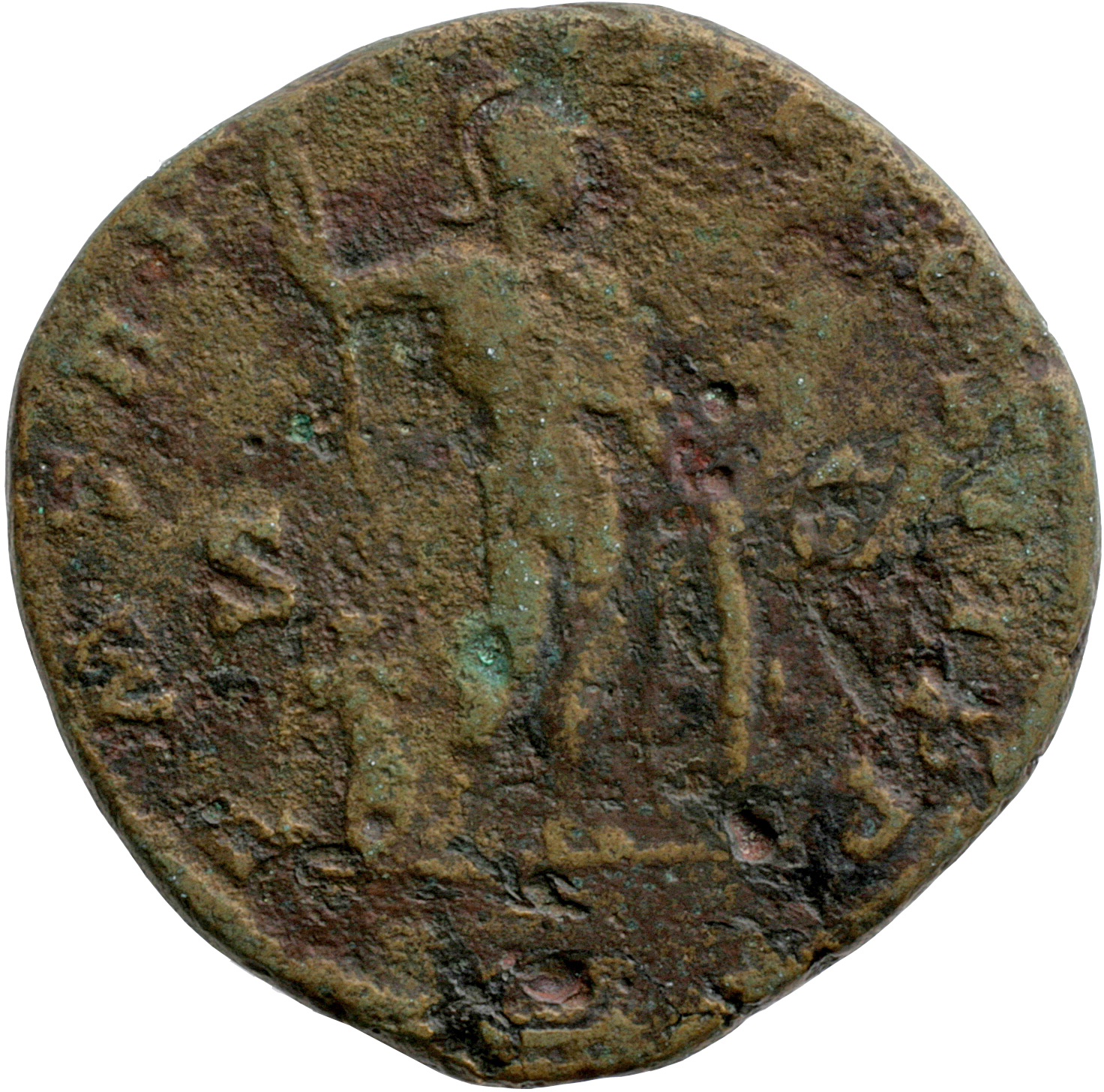 RIC IV Septimius Severus 705a Septimius Severus reverse, Mars, helmeted, naked except for cloak over shoulders and chest, ...