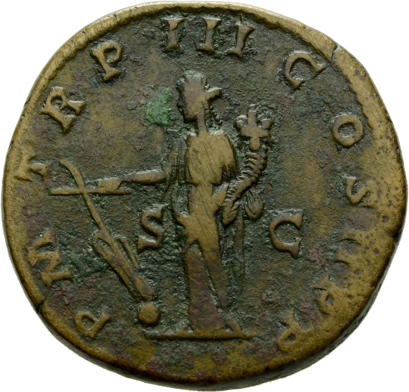 RIC IV Septimius Severus 706b Septimius Severus reverse, Fortuna, draped, standing left, holding rudder set on globe in ri...