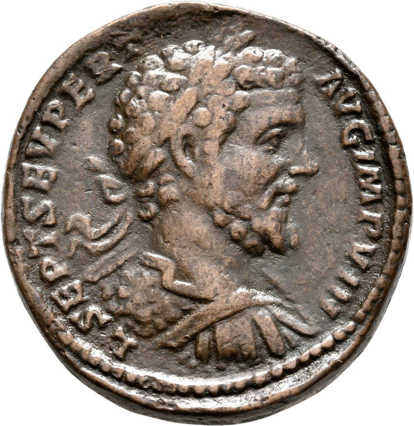 RIC IV Septimius Severus 719b Septimius Severus obverse, Bust of Septimius Severus, laureate, cuirassed, right