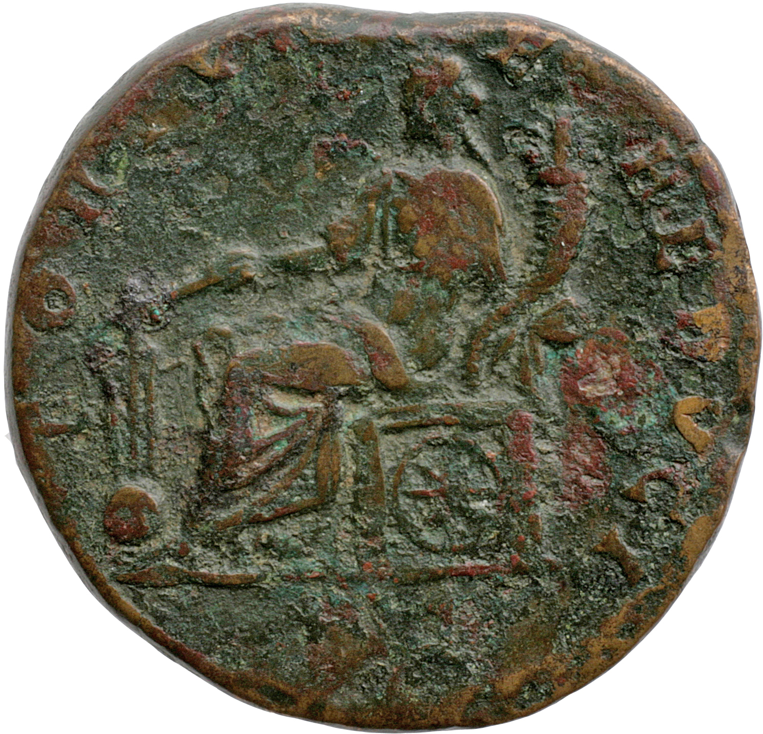 RIC IV Septimius Severus 720b Septimius Severus reverse, Fortuna, draped, seated left on low seat, holding rudder set on g...