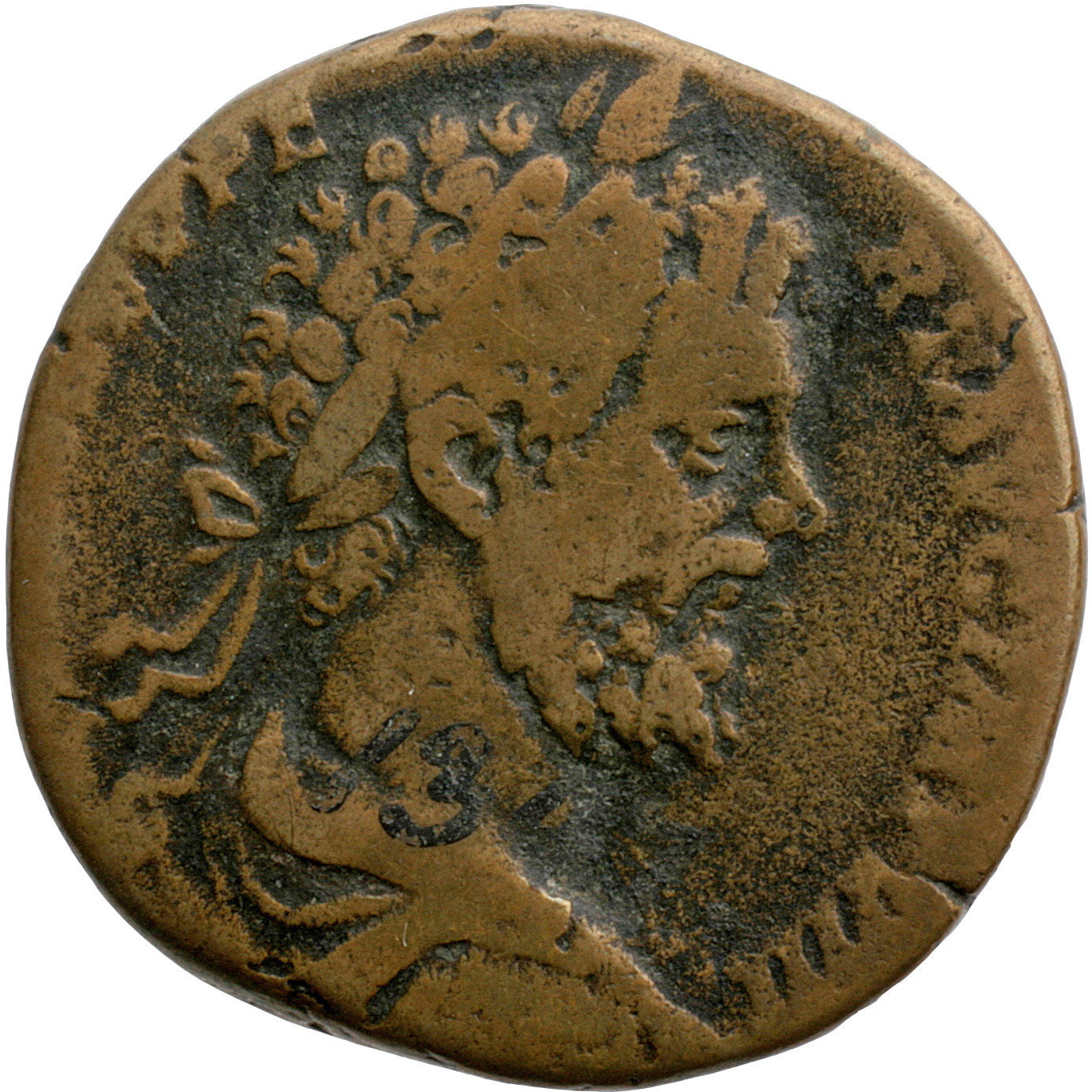 RIC IV Septimius Severus 729a Septimius Severus obverse, Head of Septimius Severus, laureate, right