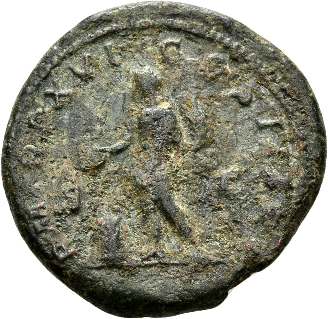 RIC IV Septimius Severus 782A Septimius Severus reverse, Genius, towered, naked, standing left, sacrificing out of patera ...