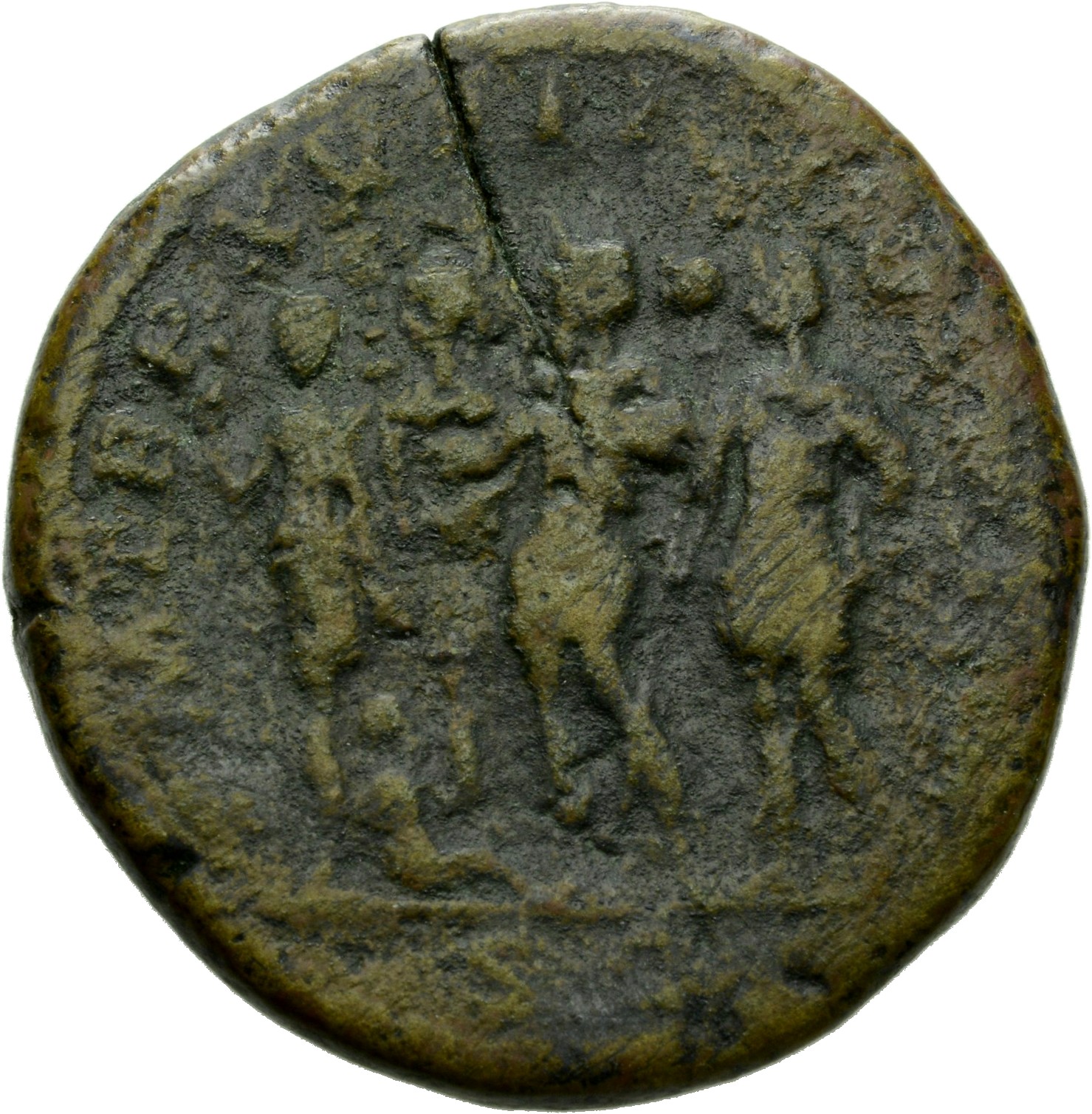 RIC IV Septimius Severus 799A Septimius Severus reverse, Septimius Severus, in military attire, standing left, holding spe...