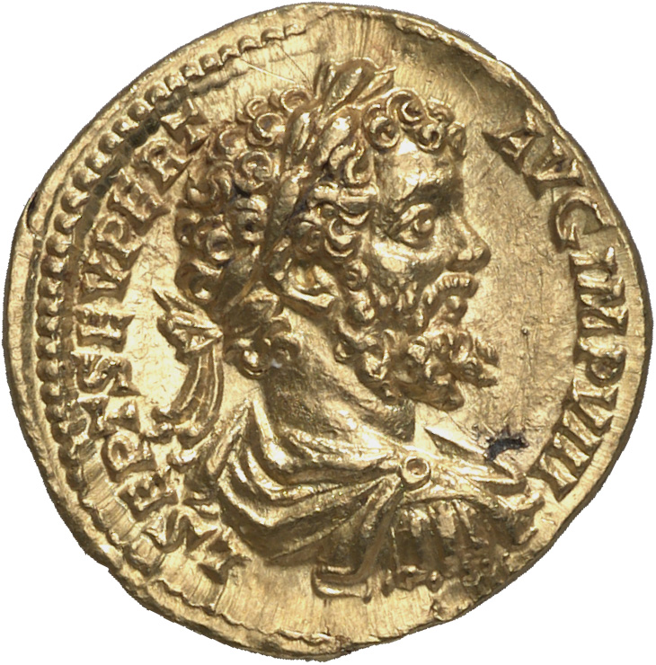 RIC IV Septimius Severus 81B Septimius Severus obverse, Bust of Septimius Severus, laureate, draped, cuirassed, right