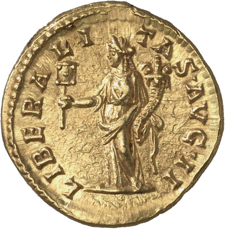 RIC IV Septimius Severus 81B Septimius Severus reverse, Liberalitas, draped, standing left, holding abacus in right hand a...