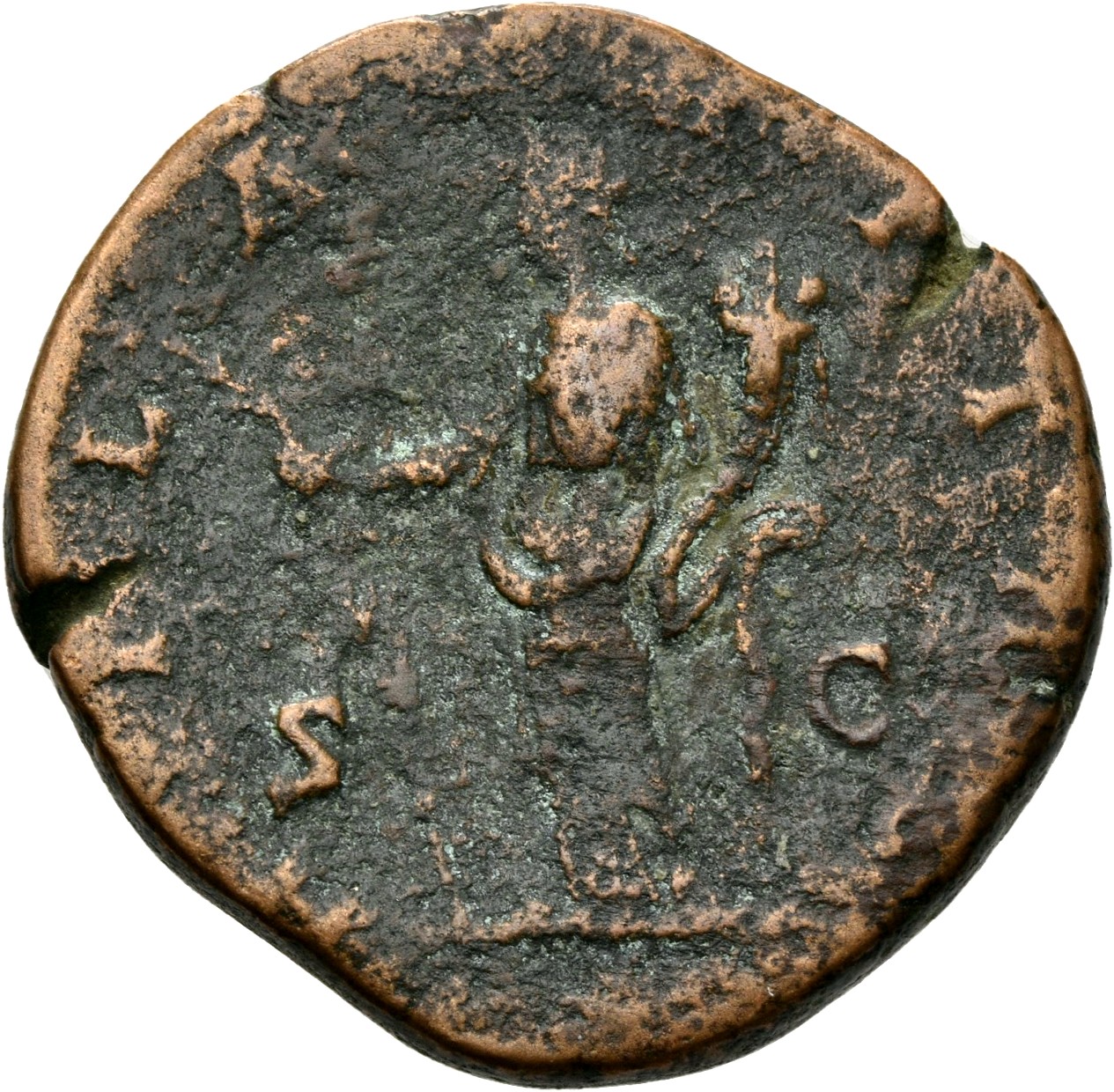 RIC IV Septimius Severus 855 Septimius Severus reverse, Hilaritas, draped, standing left, holding long palm in right hand ...