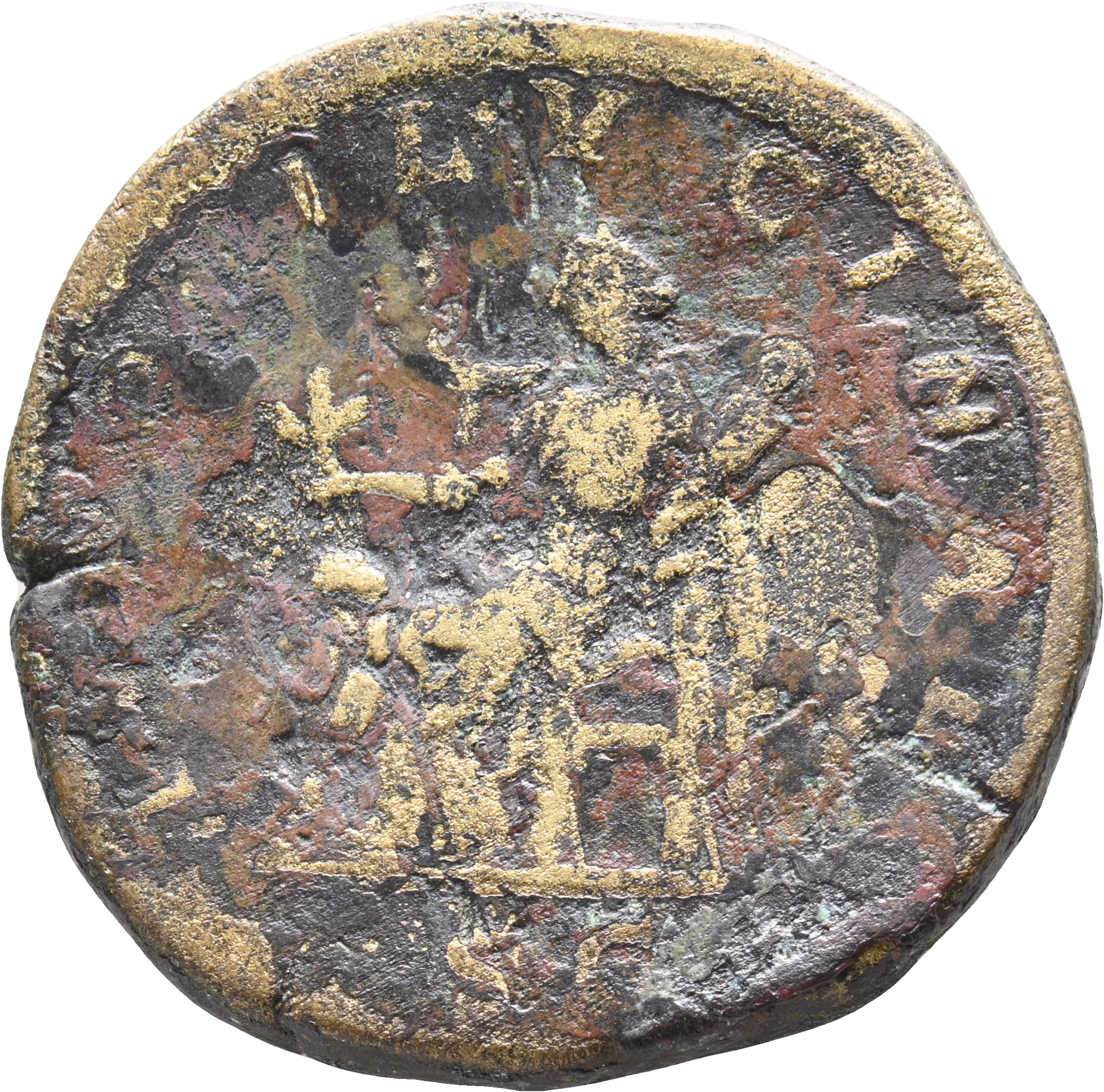 RIC IV Septimius Severus 857 Septimius Severus reverse, Juno, draped, seated left, holding flower in right hand and child ...