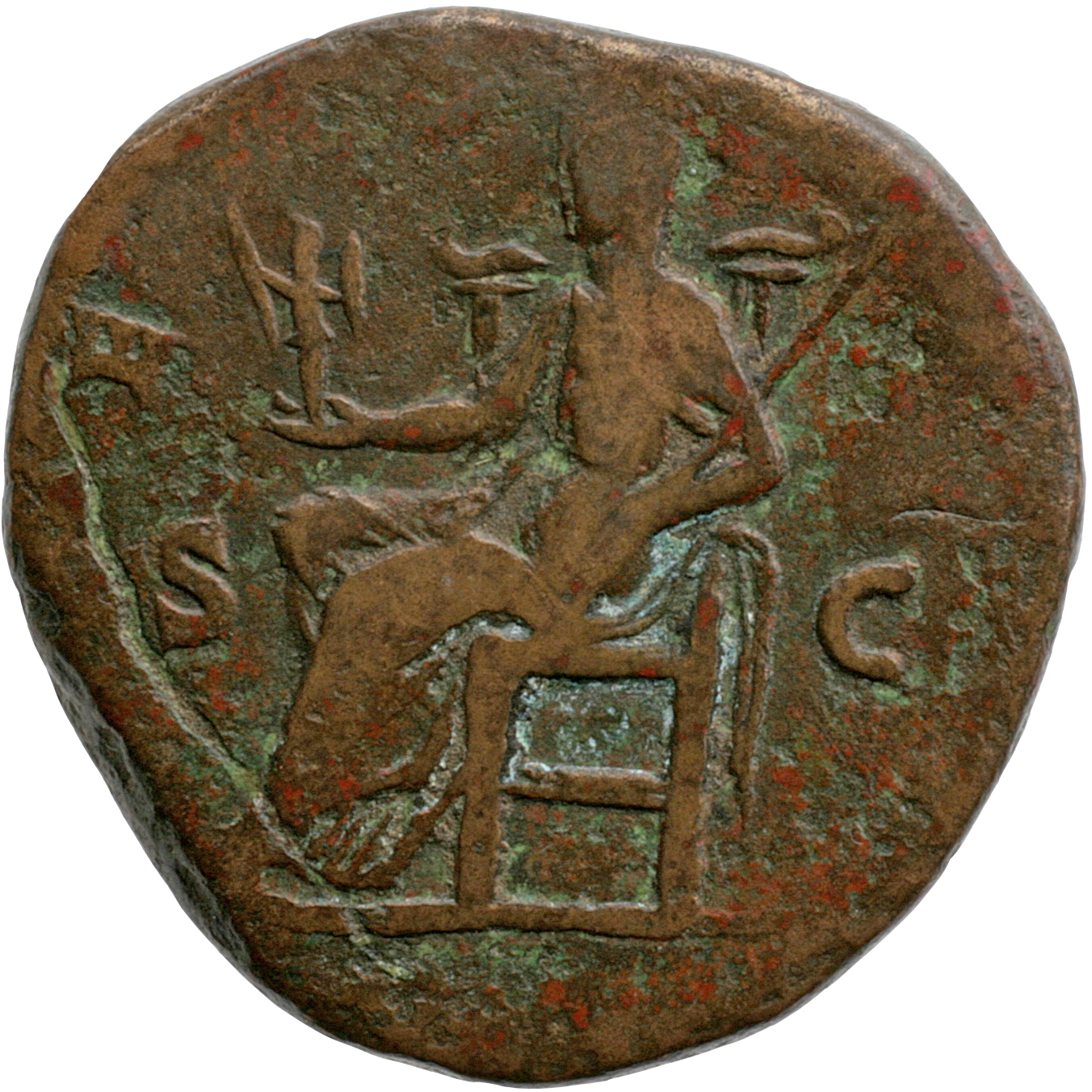 RIC IV Septimius Severus 867 Septimius Severus reverse, Vesta, veiled, draped, seated left, holding palladium in extended ...