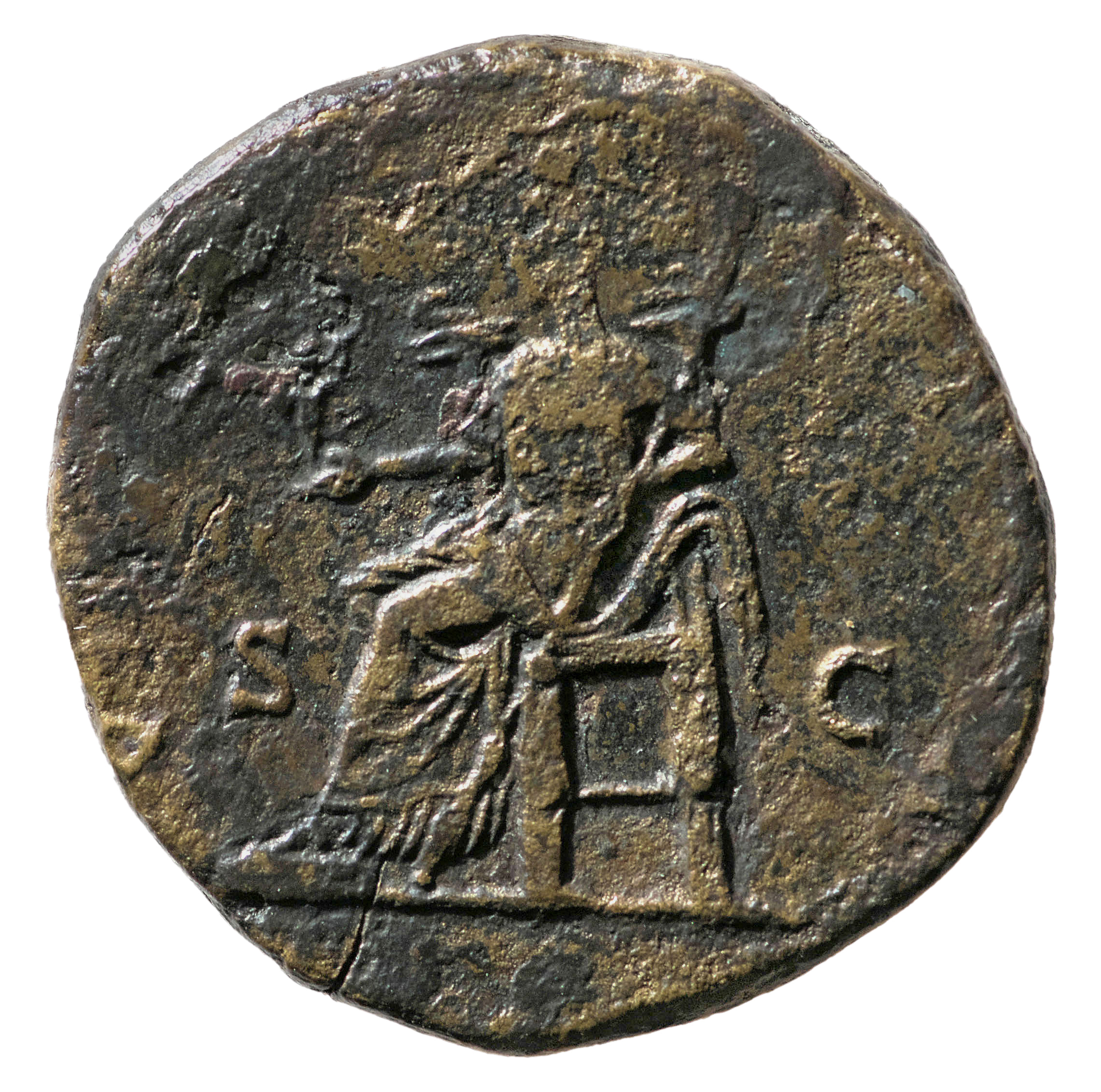 RIC IV Septimius Severus 867 Septimius Severus reverse, Vesta, veiled, draped, seated left, holding palladium in extended ...