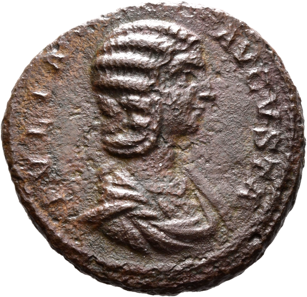 RIC IV Septimius Severus 875 (dupondius) Septimius Severus obverse, Bust of Julia Domna, hair waved and coiled at back, dr...